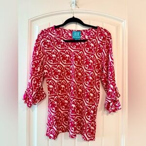 Escapada Hot Pink and White Patterned Blouse